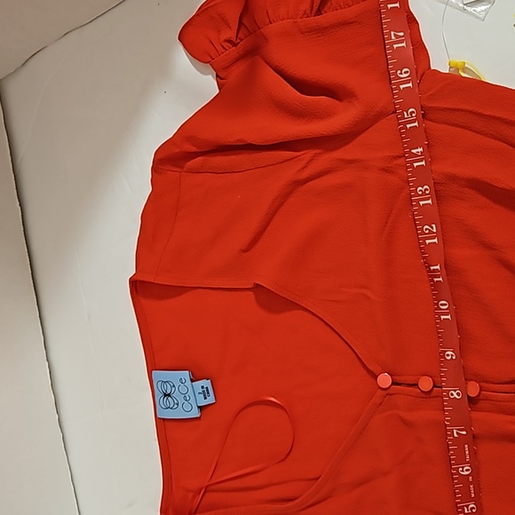 CeCe Candy Apple Red Ss dress w ruffle asymetrical front NWT - Picture 10 of 10